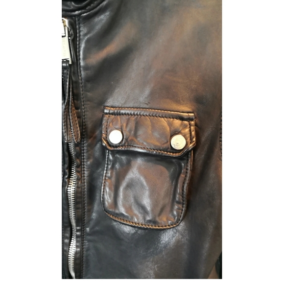 DSQUARED2 men's black leather biker jacket - Picture 7 of 11
